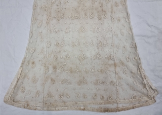 Cotton Lace Costume fine Muslin Cotton without lining With Fine Lace Embroidery Work, 
probably used during the summer months, From Bengal , Northeast-India. India. 
Worn by Royal Nawab Muslims Family Of Bengal.  ...