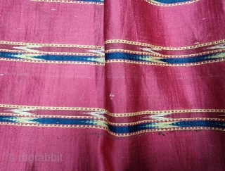 An very Rare Mochi Bharat Embroidery With Ikat Mashru Ghaghra Skirt , This Mashru weaving was done in the Mandvi Kutch Region Of Gujarat, North-West India,Its  Wave Design Silk And Cotton Ikat  ...