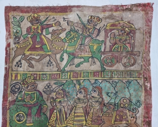 Pabuji Ki Phad Hand Drawn Scroll Painting Opaque Vegetable Colors on the Cotton From Rajasthan India.India. They were painted in bhilwara n shahpur districts of Rajasthan and legends of Dev Narayan and  ...