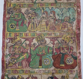 Pabuji Ki Phad Hand Drawn Scroll Painting Opaque Vegetable Colors on the Cotton From Rajasthan India.India. They were painted in bhilwara n shahpur districts of Rajasthan and legends of Dev Narayan and  ...