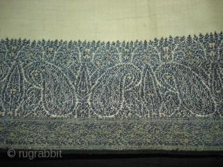 Jamawar Long Shawl From Kashmir India.This Shawl is known as Fardi Shawl.Its size is 132cm X 340cm.Good Condition.Much more Better Piece than the picture(DSC05515 New).        