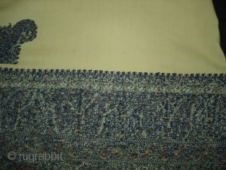 Jamawar Long Shawl From Kashmir India.This Shawl is known as Fardi Shawl.Its size is 132cm X 340cm.Good Condition.Much more Better Piece than the picture(DSC05515 New).        
