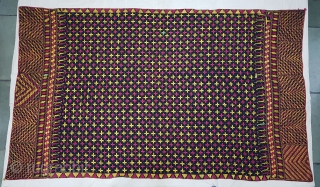 Indigo-Colour Phulkari From East(India)Punjab Region of India. India.Silk on Indigo Dyed Hand Spun Cotton ground.C.1900(105030).
                  