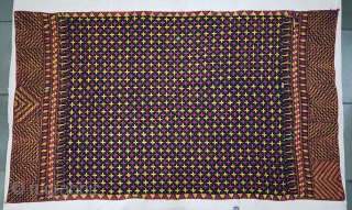 Indigo-Colour Phulkari From East(India)Punjab Region of India. India.Silk on Indigo Dyed Hand Spun Cotton ground.C.1900(105030).
                  