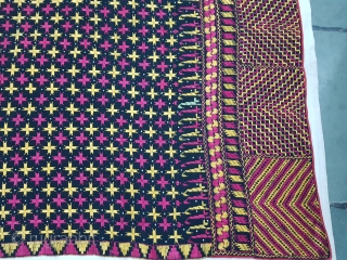 Indigo-Colour Phulkari From East(India)Punjab Region of India. India.Silk on Indigo Dyed Hand Spun Cotton ground.C.1900(105030).
                  