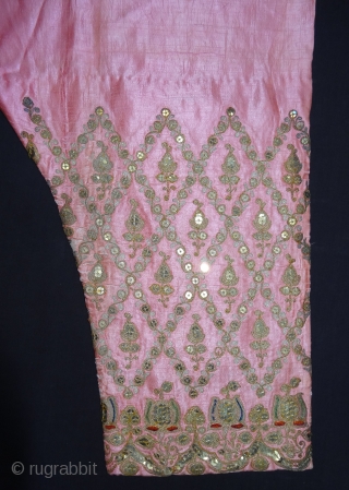 Ceremonial Woman's Trouser(Ejar)From Gujarat India.C.1900.Zari Embroidery on Gajji-Silk,This were traditionally used mainly by Vohra-Muslim family of Gujarat India(DSC02560 New).              