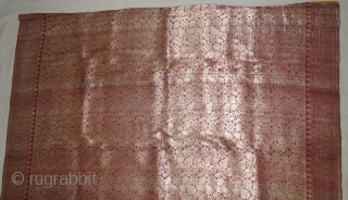 Ashavali Real Zari Silk Brocade Saree (Sadlo). From Gujarat. India. C.1900. This Special motifs (Design) known as Jangla motif (All-Over-Patterning) Its size is 117cmX420cm (DSC08023).          