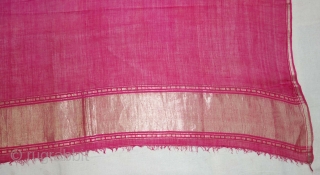 Zari (Real) Brocade Paithani Dupatta, From Maharashtra  Region of South India.Fine Muslin Cotton with Real Zari Brocade weaving.
C.1900.
Its size is 88cmX258cm (DSC09077)          