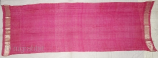 Zari (Real) Brocade Paithani Dupatta, From Maharashtra  Region of South India.Fine Muslin Cotton with Real Zari Brocade weaving.
C.1900.
Its size is 88cmX258cm (DSC09077)          