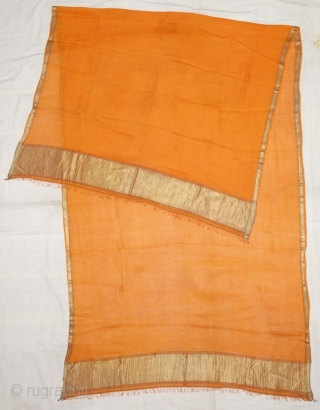 Zari (Real) Brocade Paithani Dupatta, From Maharashtra  Region of South India.Fine Muslin Cotton with Real Zari Brocade weaving.
C.1900.
Its size is 105cmX246cm(DSC09088).           