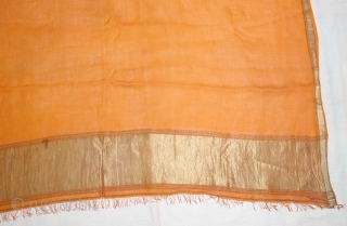 Zari (Real) Brocade Paithani Dupatta, From Maharashtra  Region of South India.Fine Muslin Cotton with Real Zari Brocade weaving.
C.1900.
Its size is 105cmX246cm(DSC09088).           