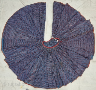 An Very Rare And Very Large Indigo Blue floral Design  Ghaghra (Skirt) Mordant- And Resist-Dyed Cotton,From Rajasthan, India. India.

C.1850-1875.

Its size is L-80cm,

Diameter is 2900 cm (29 Meters) (20220805_145806).
.       