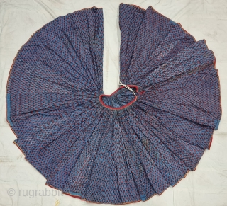 An Very Rare And Very Large Indigo Blue floral Design  Ghaghra (Skirt) Mordant- And Resist-Dyed Cotton,From Rajasthan, India. India.

C.1850-1875.

Its size is L-80cm,

Diameter is 2900 cm (29 Meters) (20220805_145806).
.       