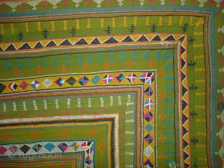 Quilt(Ralli)of Snake Charmer's of the Sami Faqir From Sindh Region of Pakistan.Perfect example of the quilting.condition is Perfect.Circa 1900.Its size is 145cm X 200cm(DSC00371).         