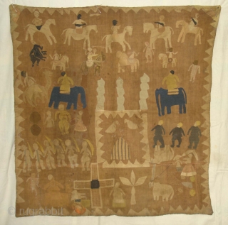 Kanduri shrine Applique Wall Hanging.It is Presented by both Hindu and Muslim Pilgrims as on offering on the grave of the Muslim Prince Sara Masoud.From Uttar Pradesh,India. Its size is 103cmx110cm( DSC04786  ...