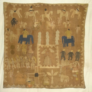 Kanduri shrine Applique Wall Hanging.It is Presented by both Hindu and Muslim Pilgrims as on offering on the grave of the Muslim Prince Sara Masoud.From Uttar Pradesh,India. Its size is 103cmx110cm( DSC04786  ...