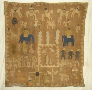 Kanduri shrine Applique Wall Hanging.It is Presented by both Hindu and Muslim Pilgrims as on offering on the grave of the Muslim Prince Sara Masoud.From Uttar Pradesh,India. Its size is 103cmx110cm( DSC04786  ...