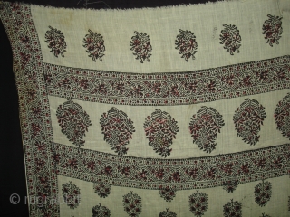 Floral Block Printed Cotton Odhanai From Baghru,District of Rajasthan,India.Its size is 112X220cm(DSC04826 New).                    