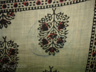 Floral Block Printed Cotton Odhanai From Baghru,District of Rajasthan,India.Its size is 112X220cm(DSC04826 New).                    