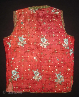 Child Waistcoat(sadri),Badla Work(Real Silver)On Gajji-Silk,Worn by Royal Bohra Muslims Family Of Sidhpur Gujarat. India.C.1900.L.40cm,W.51cm (DSC02908 New).                 