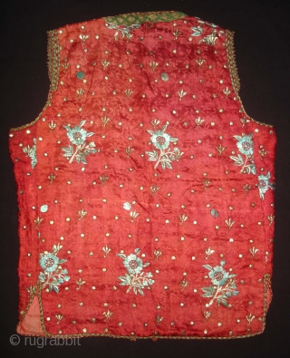 Child Waistcoat(sadri),Badla Work(Real Silver)On Gajji-Silk,Worn by Royal Bohra Muslims Family Of Sidhpur Gujarat. India.C.1900.L.40cm,W.51cm (DSC02908 New).                 