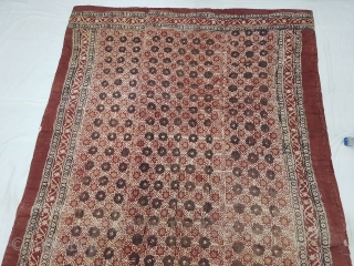 Saudagiri Double-Sided Block Print Quilt,Very Famous Saudagiri Trade Textiles of Gujarat, Block Printed On Cotton Khadi From Kutch Gujarat, India.C.1900.Its size is 132cmX235cm(104244).
          