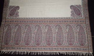 Palledar European Antique Jacquard  Pashmina Paisley  Shawl  From Europe.
The colour composition reflecting in this work defines revelry and the importance of such shawls. The butas of floral background and the applied Kani  ...