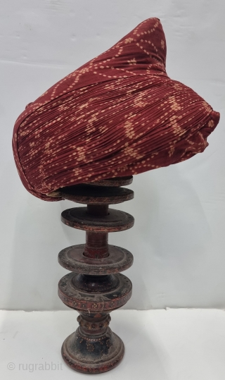 Tie and Dye Topi ( Hat ) or Turban
Resist technique on fine handwoven muslin cotton with natural dye.
Made by the khatri community and worn by the Bhatia
 community of west kutch. Abdasa
Region  ...