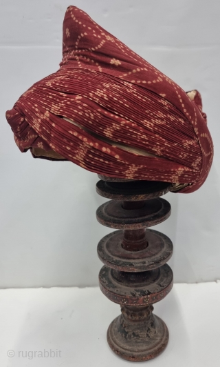 Tie and Dye Topi ( Hat ) or Turban
Resist technique on fine handwoven muslin cotton with natural dye.
Made by the khatri community and worn by the Bhatia
 community of west kutch. Abdasa
Region  ...