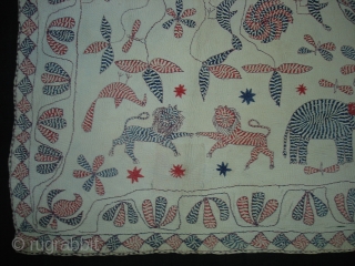 Kantha Quilted and embroidered cotton kantha Probably From East Bengal.(Bangladesh) region.India.Its size is 90cm X 120cm.Very fine Quilting and Embroidered,its very rare kantha(DSC02422).          