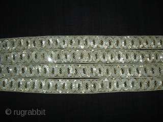 Parsee Zari(Real Silver)Lace Border From Surat Gujarat India.This kind of Lace Border were embroidered by Gujarati artisans in the town of Surat in Gujarat for the Parsee women of that region.The Parsee's  ...