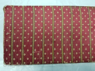 Mashru Book Cover with Manchester ticket inside,silk warps,cotton wefts,warp ikat,satin weave Mashru from Kutch, Gujarat.India.C.1900.Its size is 14cmX28cm. very rare kind of Mashru (174349).         