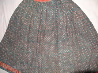 Skirt (Ghaghra)Early Block Print, Natural Dyes on Khadi-cotton,From Balotra, Rajasthan. India.C.1900.Its size is L-87cm,Round Circle-245cm(DSC03472 New).                 