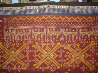 Odhani Bishnoi Shawl From Shekhawati District of Rajasthan, India. Odhani Showing the Chopat design on cotton Khadder (Village Khadi)cloth with natural colours,This were traditionally used mainly by Bishnoi Group of Shekhawati District  ...