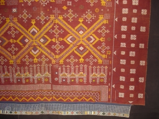 Odhani Bishnoi Shawl From Shekhawati District of Rajasthan, India. Odhani Showing the Chopat design on cotton Khadder (Village Khadi)cloth with natural colours,This were traditionally used mainly by Bishnoi Group of Shekhawati District  ...