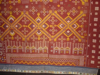 Odhani Bishnoi Shawl From Shekhawati District of Rajasthan, India. Odhani Showing the Chopat design on cotton Khadder (Village Khadi)cloth with natural colours,This were traditionally used mainly by Bishnoi Group of Shekhawati District  ...