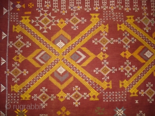 Odhani Bishnoi Shawl From Shekhawati District of Rajasthan, India. Odhani Showing the Chopat design on cotton Khadder (Village Khadi)cloth with natural colours,This were traditionally used mainly by Bishnoi Group of Shekhawati District  ...