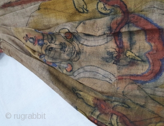 Ritualistic robe, probably  Ladakh, India. 20th century. 
The robe was probably worn on religious festivities by a holy monk. It is hand painted with images of Bodhisattvas such as Avalokitesvara the  ...