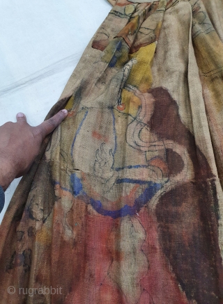 Ritualistic robe, probably  Ladakh, India. 20th century. 
The robe was probably worn on religious festivities by a holy monk. It is hand painted with images of Bodhisattvas such as Avalokitesvara the  ...