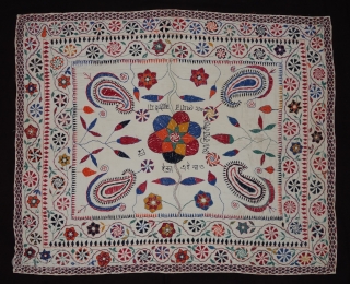 Nakshi-Kantha Embroidered cotton kantha Probably From East Bengal(Bangladesh) region, India.C.1900. Its size is 84cmX104cm. Very Good Condition(DSC08076)                