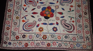 Nakshi-Kantha Embroidered cotton kantha Probably From East Bengal(Bangladesh) region, India.C.1900. Its size is 84cmX104cm. Very Good Condition(DSC08076)                