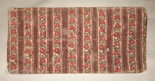 Early Sutra Book Cover, Wood block Print on cotton textile, On the White-Brown base colour with flower design,From Rajasthan. India.Circa 1900.Its size is 15cmx31cm(DSC08097).         