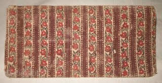 Early Sutra Book Cover, Wood block Print on cotton textile, On the White-Brown base colour with flower design,From Rajasthan. India.Circa 1900.Its size is 15cmx31cm(DSC08097).         