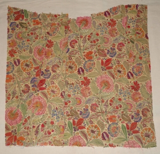 Deccani Shawl Fragment of Kani Jamawar, From Deccan-Hyderabad,South-India, India.Shwoing the Finest Floral Design. c.1750-1800. Its Size is 64cmx65cm(DSC08117).               