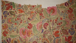 Deccani Shawl Fragment of Kani Jamawar, From Deccan-Hyderabad,South-India, India.Shwoing the Finest Floral Design. c.1750-1800. Its Size is 64cmx65cm(DSC08117).               