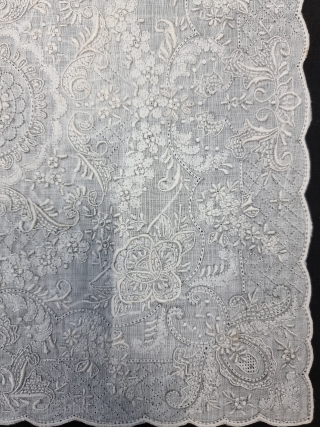 A Very Rare Chikankari Embroidery Rumal On the Cotton From Lucknow India.
Chikankari became popular with the Mughals and may have originated in Bengal. There are several legends describing its association with Lucknow,  ...