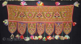 Mochi Aari Embroidery Toran From Kutch Gujarat,India.Belongs to Bhanushali Group of Kutch.Its Size is 48cmX103cm.C.1900(DSC04853 New).                 