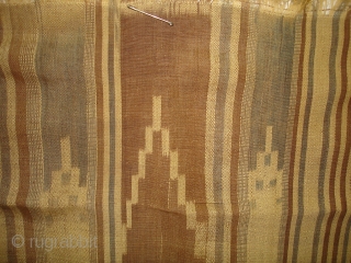 Rafia Ikat Prayer Mat,Of Sakalaya People,West cost of Madagascar,C.1900.Ikat dyed rafia with natural dyes.Its size is 73cmX103cm(DSC08450 New).               