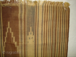 Rafia Ikat Prayer Mat,Of Sakalaya People,West cost of Madagascar,C.1900.Ikat dyed rafia with natural dyes.Its size is 73cmX103cm(DSC08450 New).               