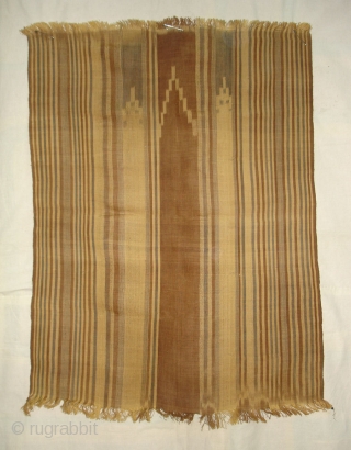 Rafia Ikat Prayer Mat,Of Sakalaya People,West cost of Madagascar,C.1900.Ikat dyed rafia with natural dyes.Its size is 73cmX103cm(DSC08450 New).               